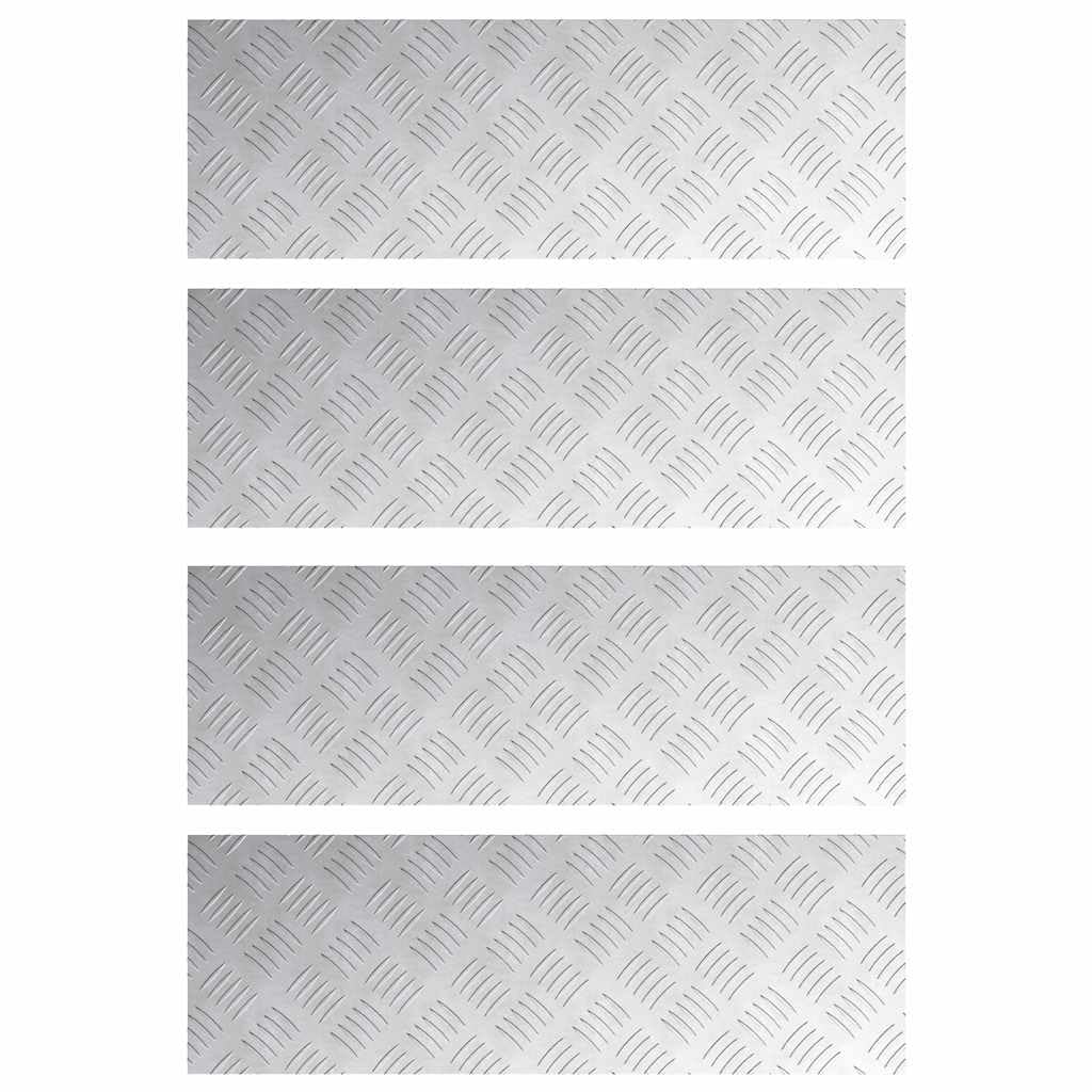 Stopnie schodowe, 4 sztuki, srebrne, 75 x 25 cm, aluminium | Antypoślizgowa, kwadratowa konstrukcja, do użytku wewnątrz i na zewnątrz, łatwa pielęgnacja