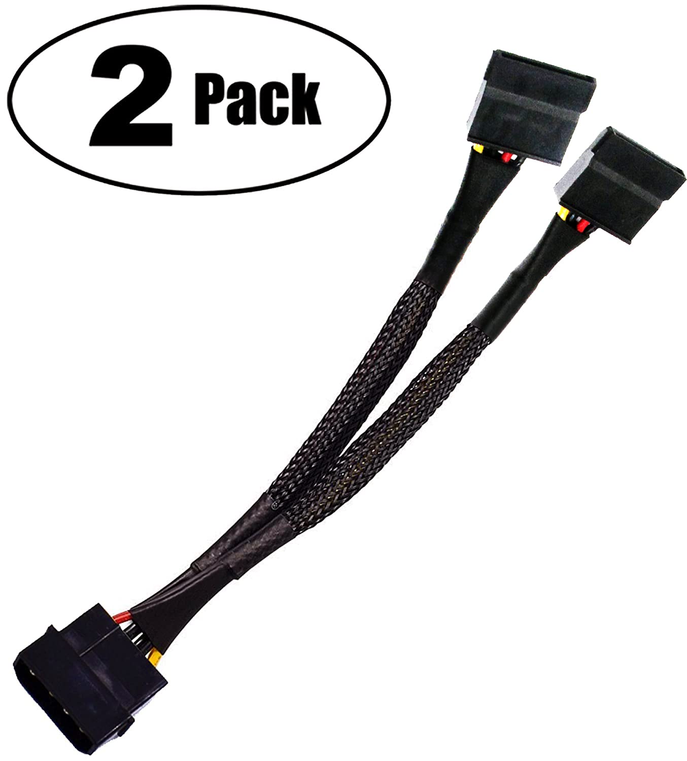 Cable adaptador de divisor de alimentación SATA macho de 4 pines macho Molex a doble de 15 pines, cable adaptador de disco duro, HDD SSD, cable de extensión trenzado de 8 pulgadas 2