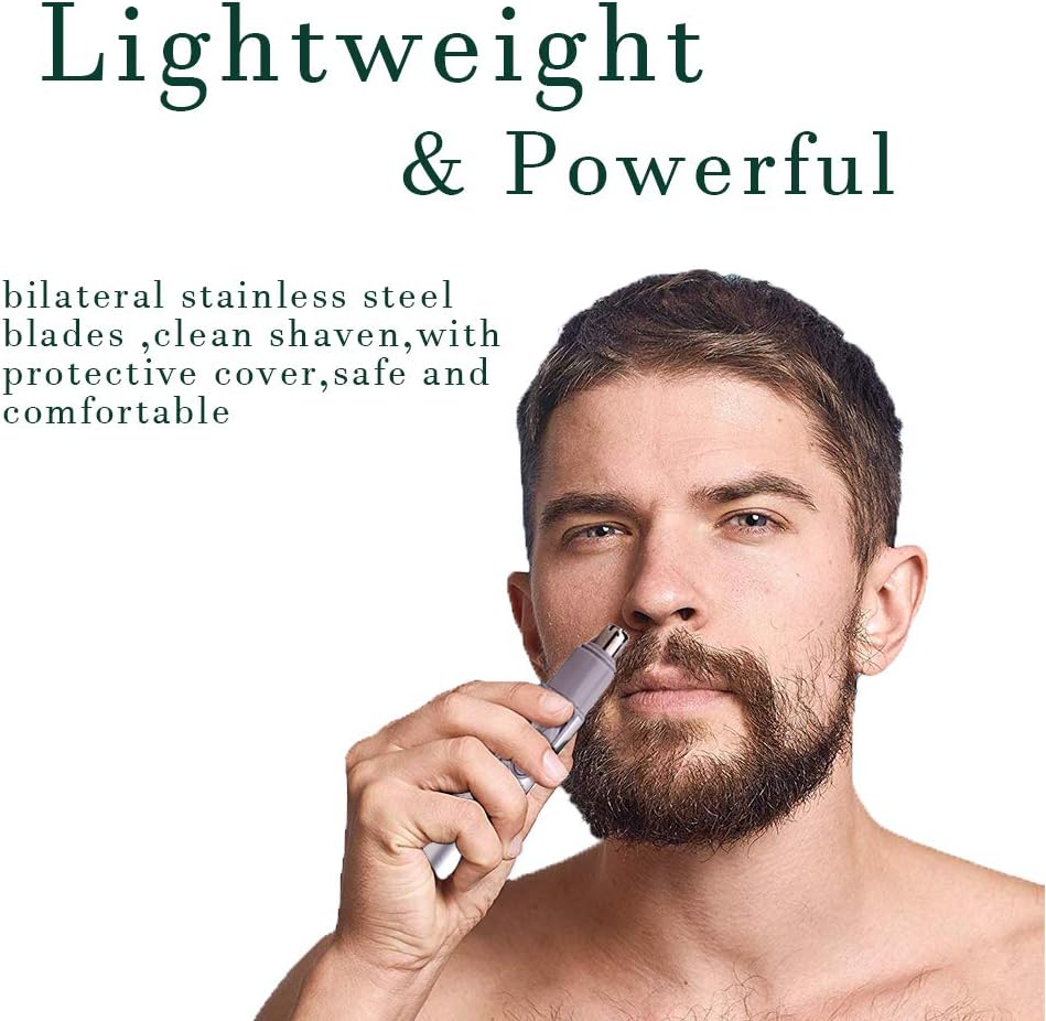 Mini-Size & Portable Nose Hair Trimmer, Painless Nasal Hair Trimmer, High-Quality Stainless Steel Nose Hair Removal for Man & Women, Battery-Operated
