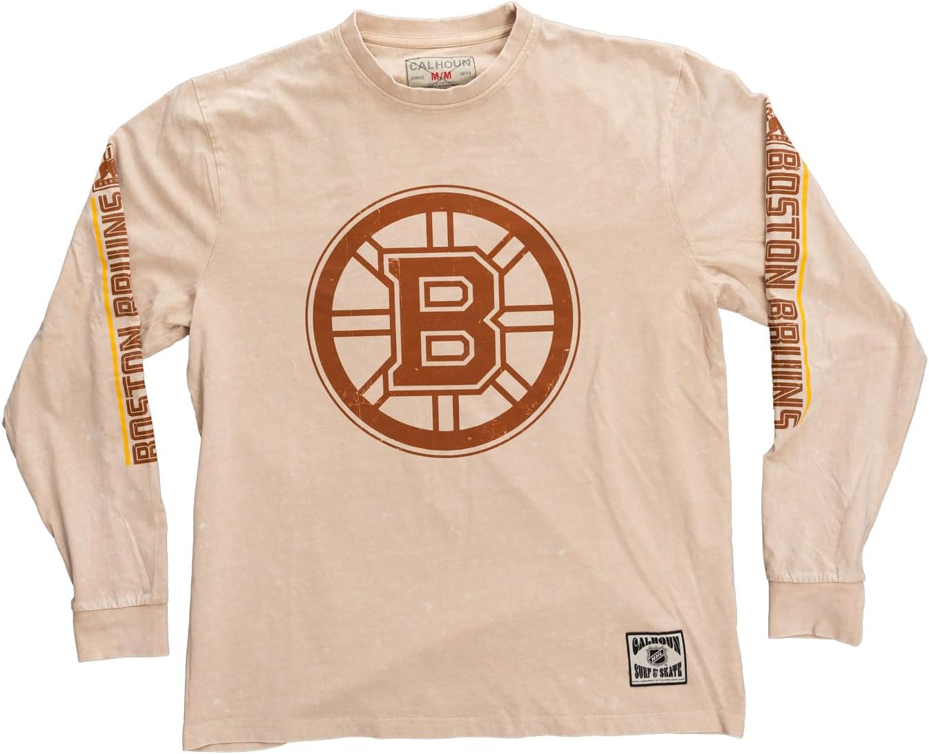 Calhoun NHL Surf & Skate Men's Acid Wash Distressed Logo Long Sleeve Vintage Style Shirt - Image 6