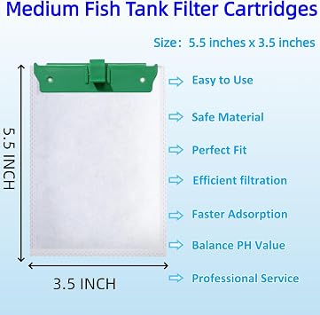 16 Pack Medium Filter Cartridges Compatible with Tetra Whisper Bio-Bag Filter, Replacement Filter Cartridge for Aquarium Compatible with Whisper 10i/IQ10/PF10 Filter and ReptoFilter