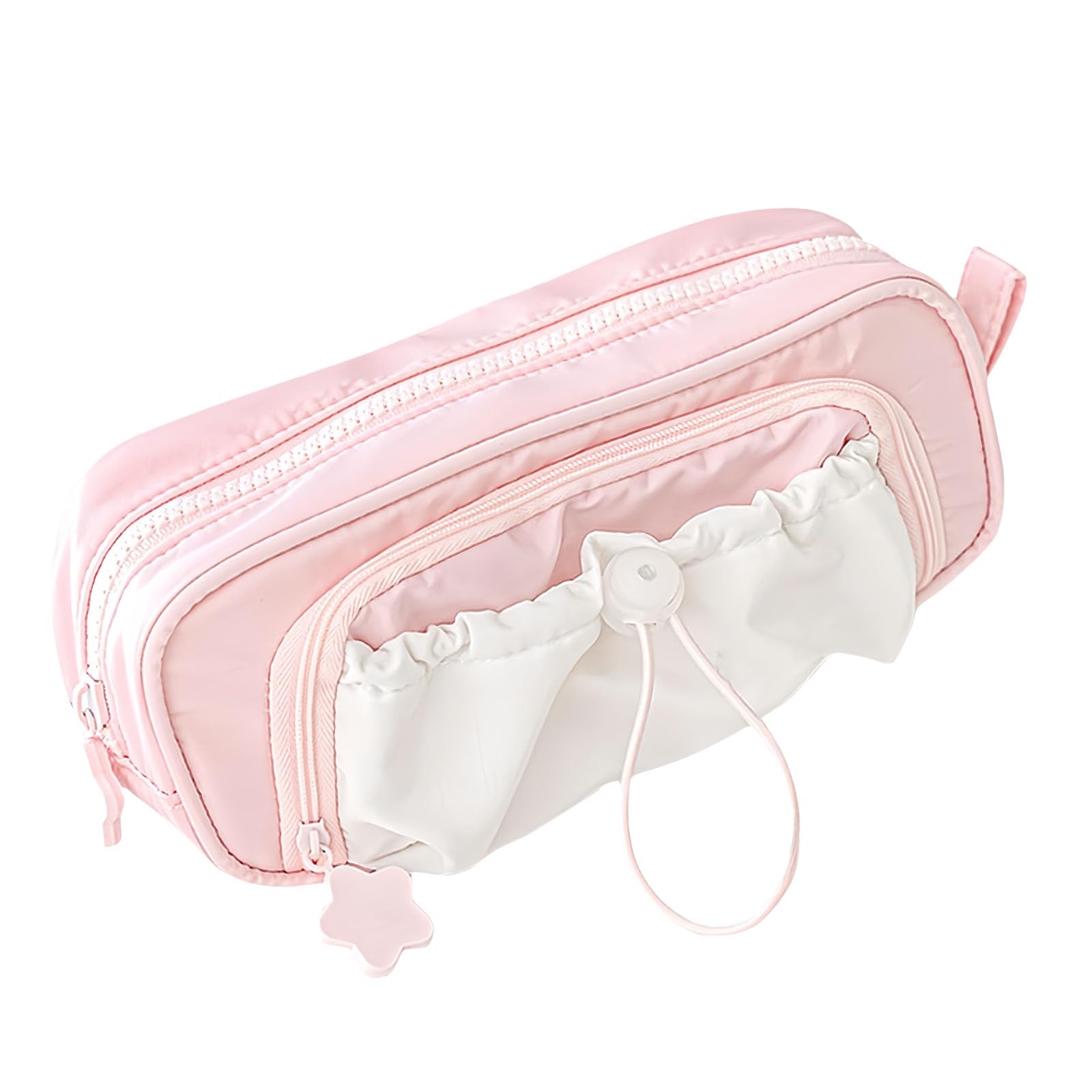 Jeeeun Cute Kawaii Pencil Case for Girls, Large Capacity Drawstring Pencil Pouch, Stationery Organizer for School, Office and Travel (Pink)