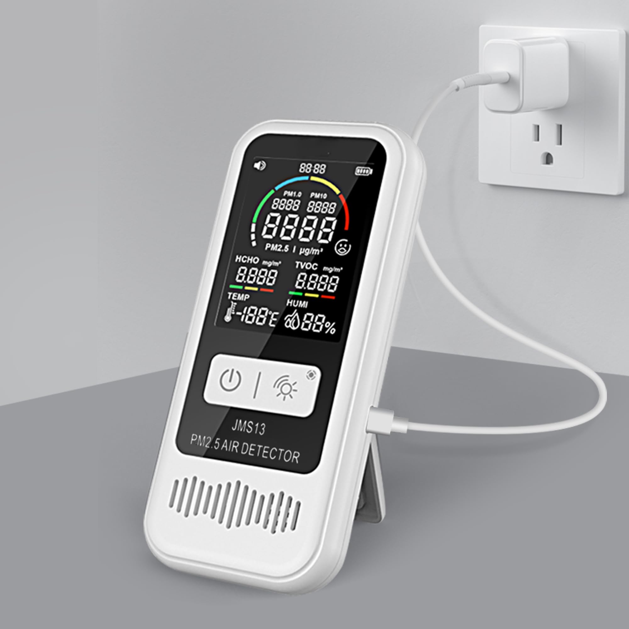 Home Office Air Quality Checker RAINLEOTI 5-in-1 Air Quality Monitor ...