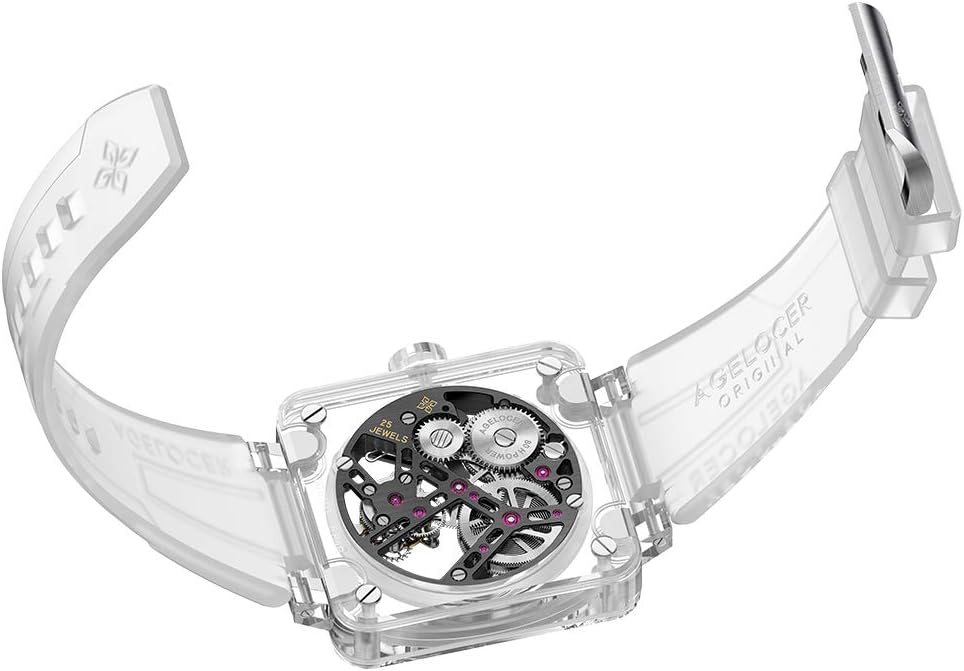 AGELOCER Men's Double-Sided Hollow Tourbillon Transparent Sapphire Crystal Glass Dial Hand-Operated Mechanical Luxury Top Brand Watch