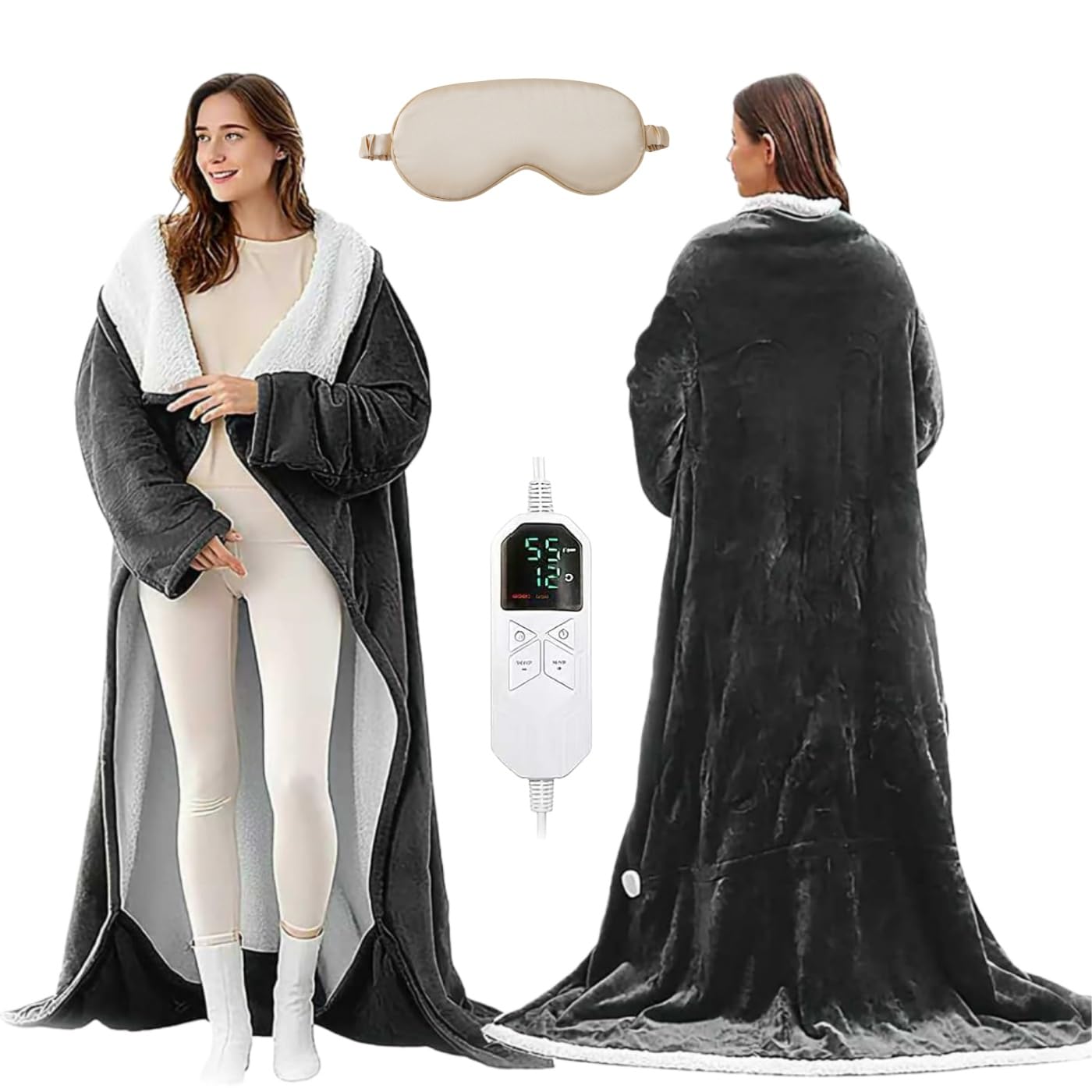 Genérico Wearable Heated Blanket with Sleeves & Foot Pockets,Machine Washable Full Body Heating Robe for Women & Men,Home,Office Use