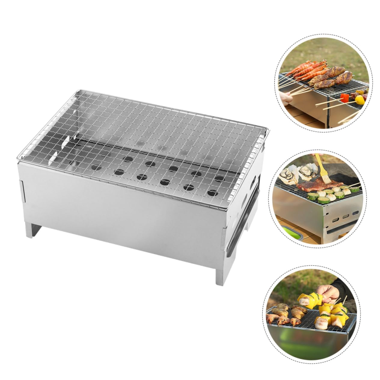 Tragbarer Holzkohlegrill aus Eisen nicht Verformbar und Leicht zu Verstauen für Camping und Outdoor Grillabende Kompakter Kleiner Grill