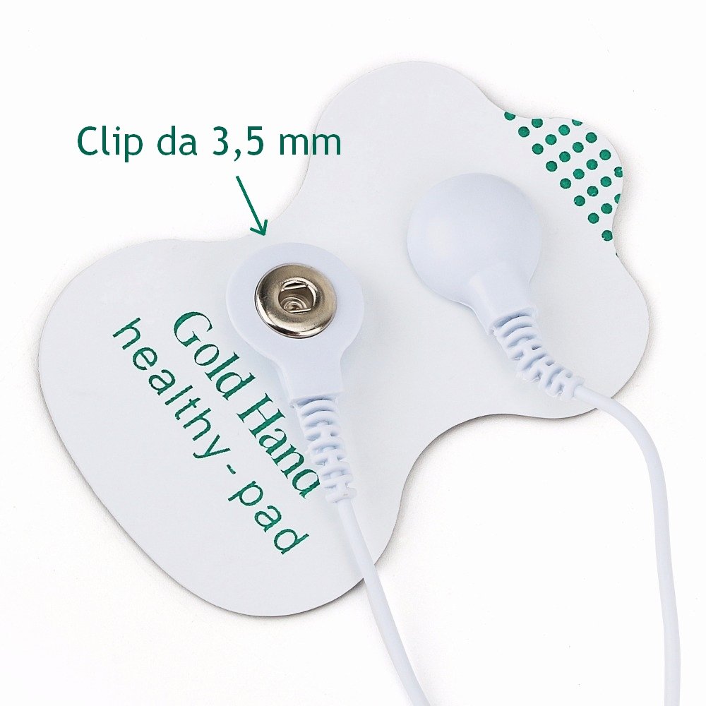 Gold Hand Elettrodi per Elettrostimolatore Tens Ems Clip, Auto-adesive, Riutilizzabili, 5cm x 8cm Gel Ipoallergenico. Idrogel di Alta Qualità (24 Elettrodi)