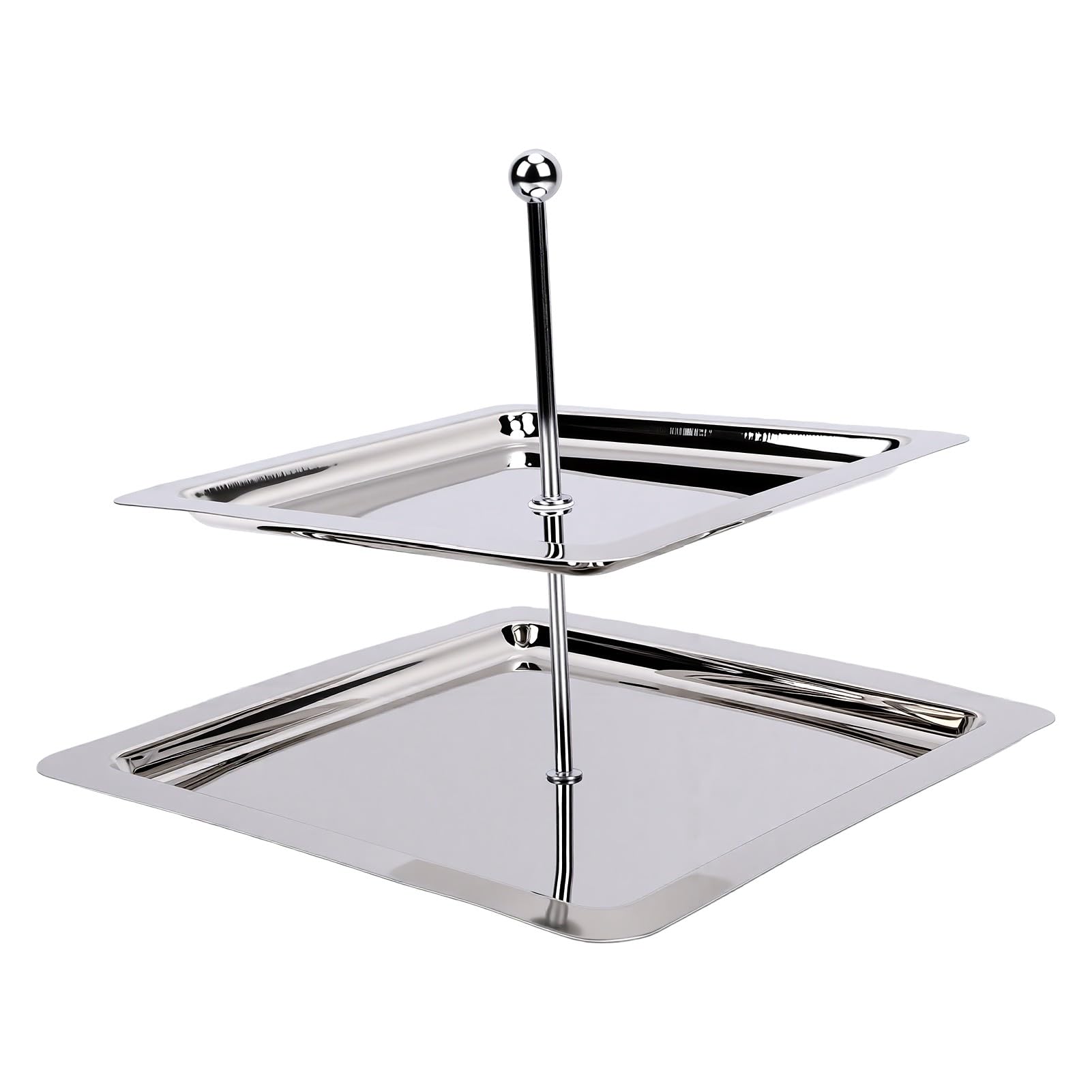 2 Livelli Porta Dessert in Acciaio Inox, Vassoio Servizio Cupcake