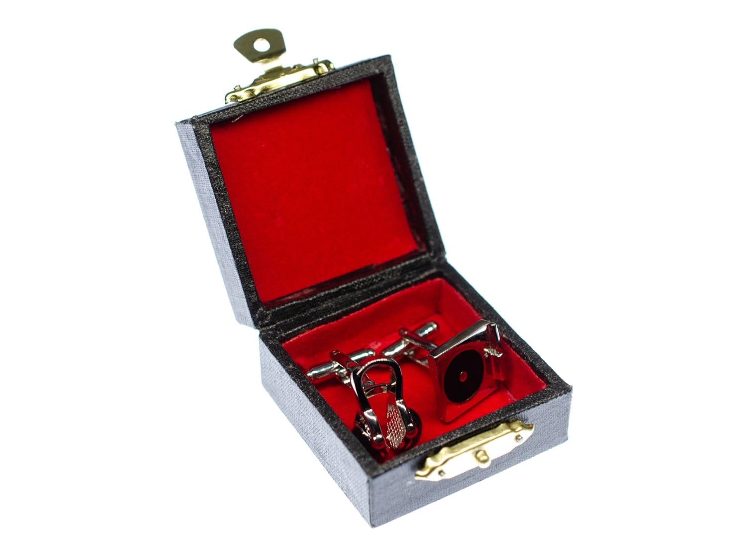 Miniblings Headphone Record Player Cufflinks + Box - Original Fashion Jewelry I Cufflink Music Band DJ Turntable - Cuff Link Buttons
