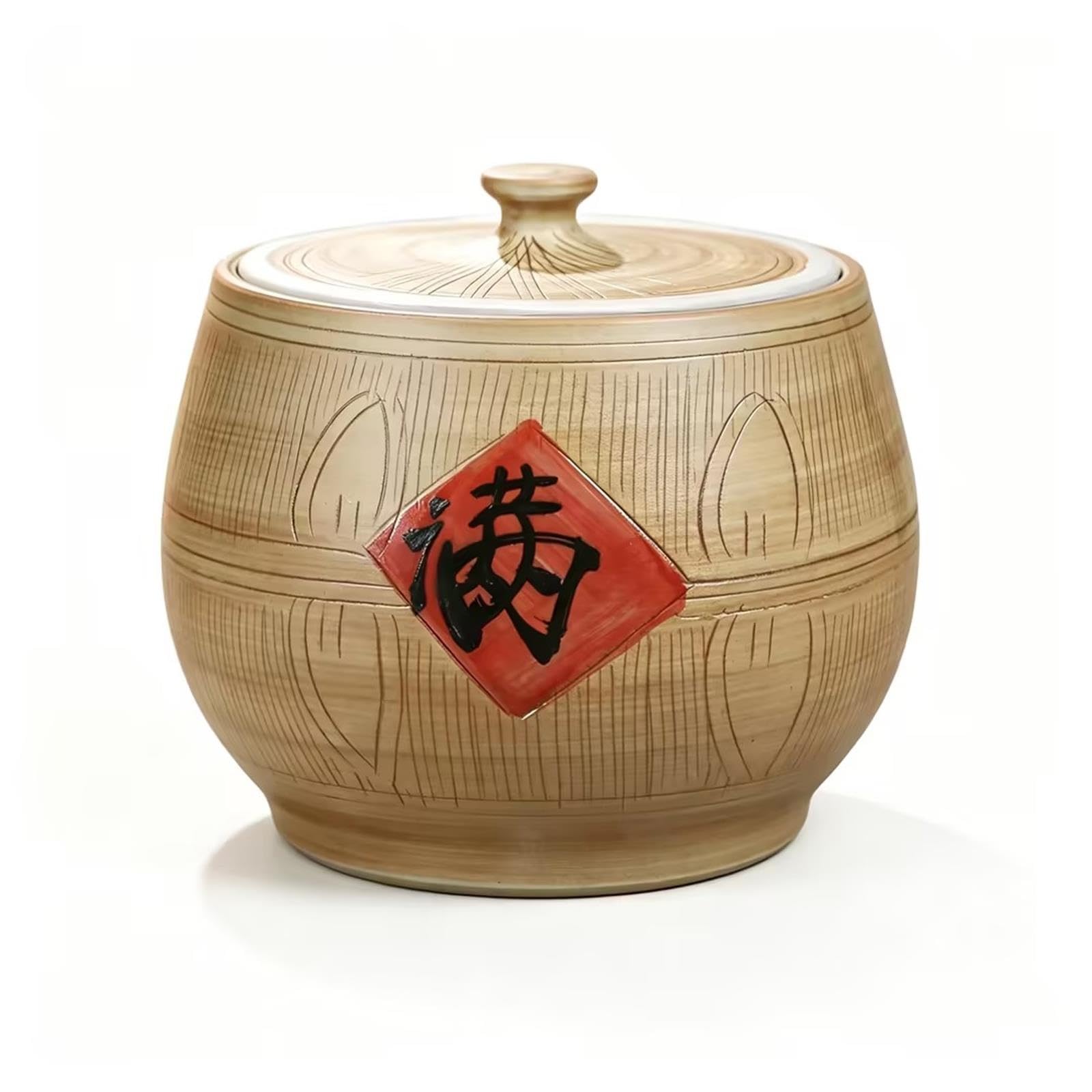 Vaso Ceramica Effetto Legno Riso, Recipiente Ermetico