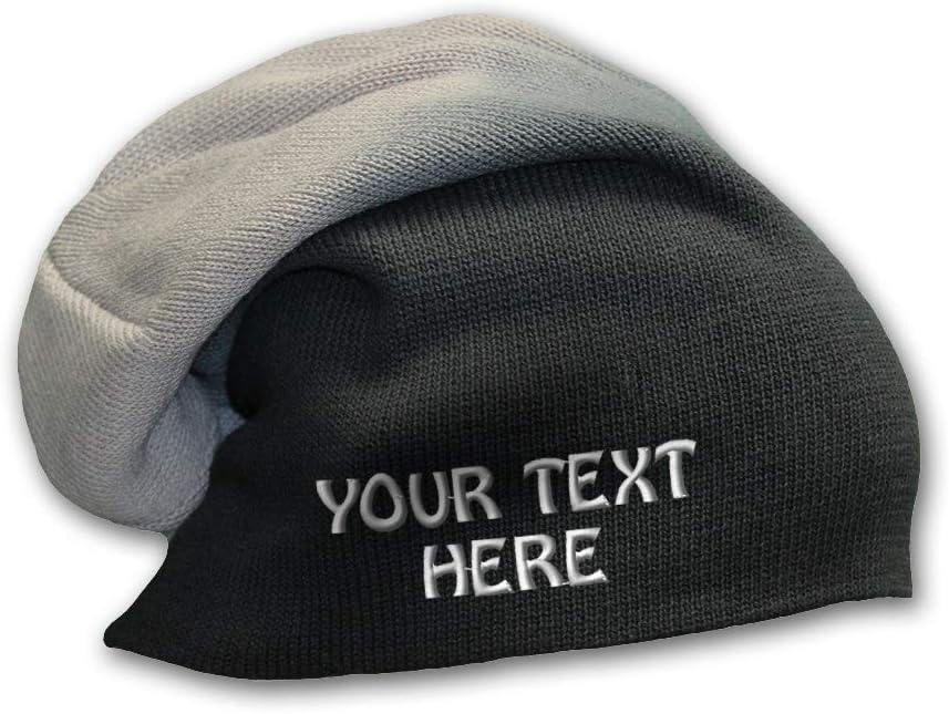Slouchy Beanie for Men & Women Custom Personalized Text Cotton Skull Cap Hats
