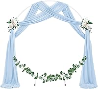 Vista 2 de Socomi 2 paneles de tela para arco de boda, 29 pulgadas x 19 pies, cortinas de gasa transparente azul bebé, 6 yardas para decoración de boda