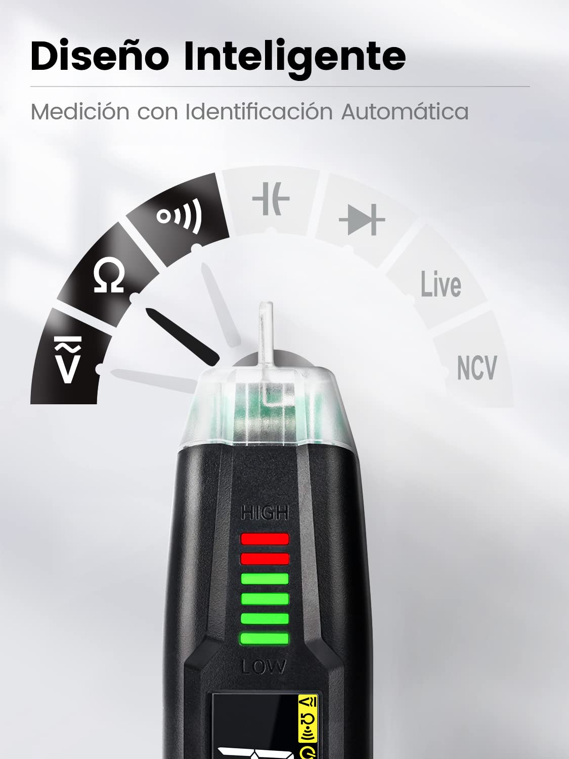 KAIWEETS ST100 Buscapolos Inteligentes sin Contacto, Multímetro Portatil, Polímetro de Bolígrafo, NCV Probador para la Tensión en 600V CA/CC, Capacitancia, Resistencia, Continuidad, Diodo