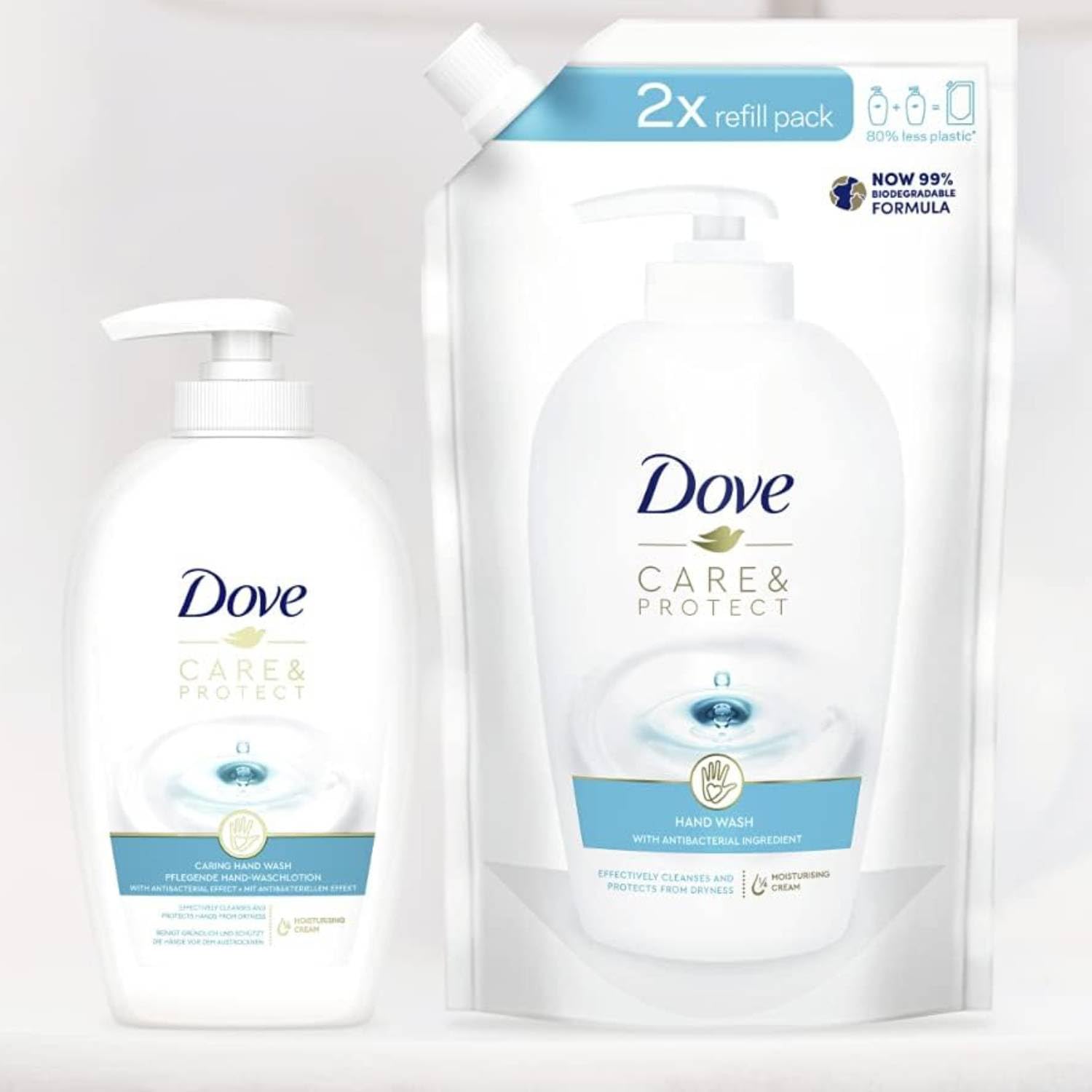 Dove Ricarica Sapone Liquido Mani Antibatterico Care & Protect 500 Ml (30, Unità)