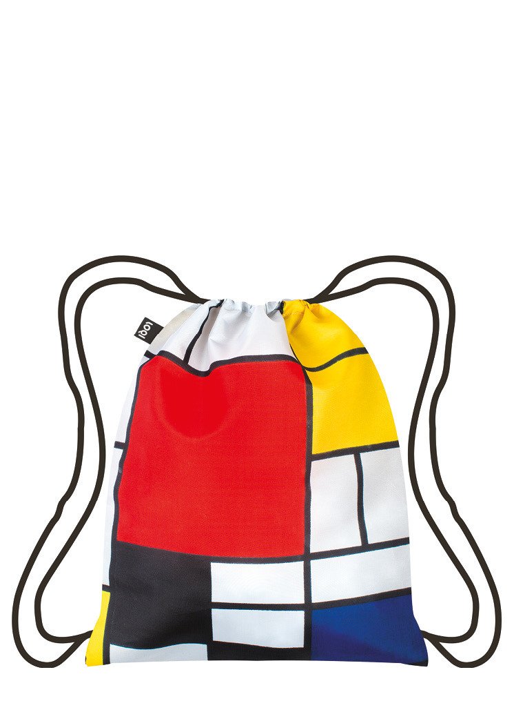 LOQIMuseum Artist Piet Mondrian Composition Washable & Reusable Artistic Drawstring Backpack