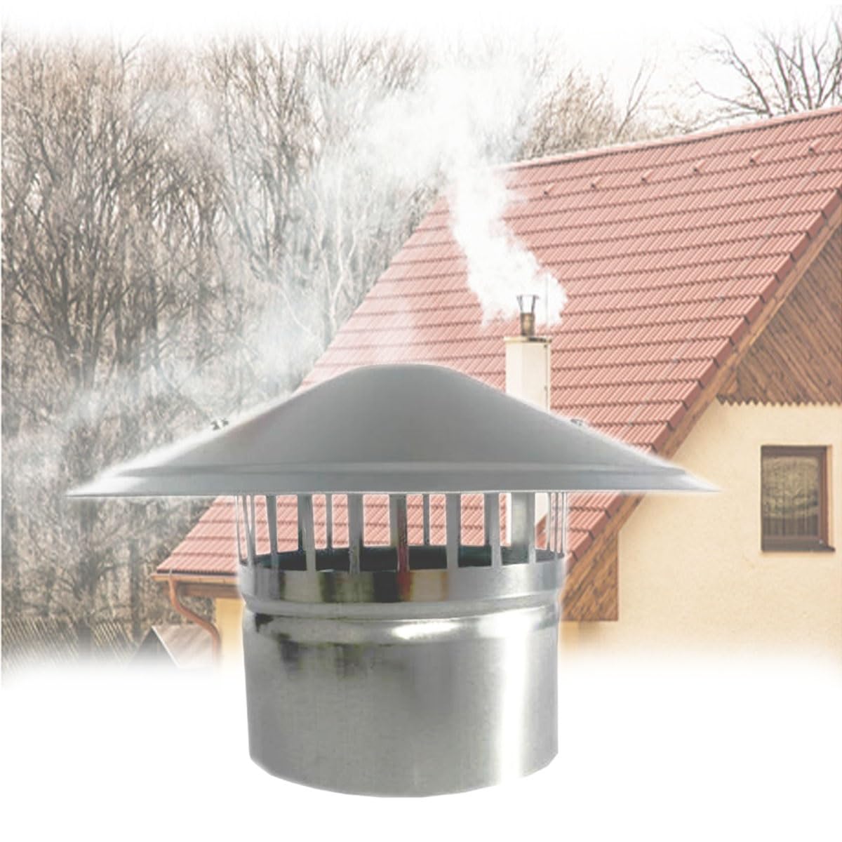 inless stalowa osłona kominowa 60-200 mm, osłona przeciwdeszczowa do rur pieców, odpowietrznika kominowego, ochrona dachu, idealna do kominków i okapów (180 mm / 7.1in/7,1 cala)