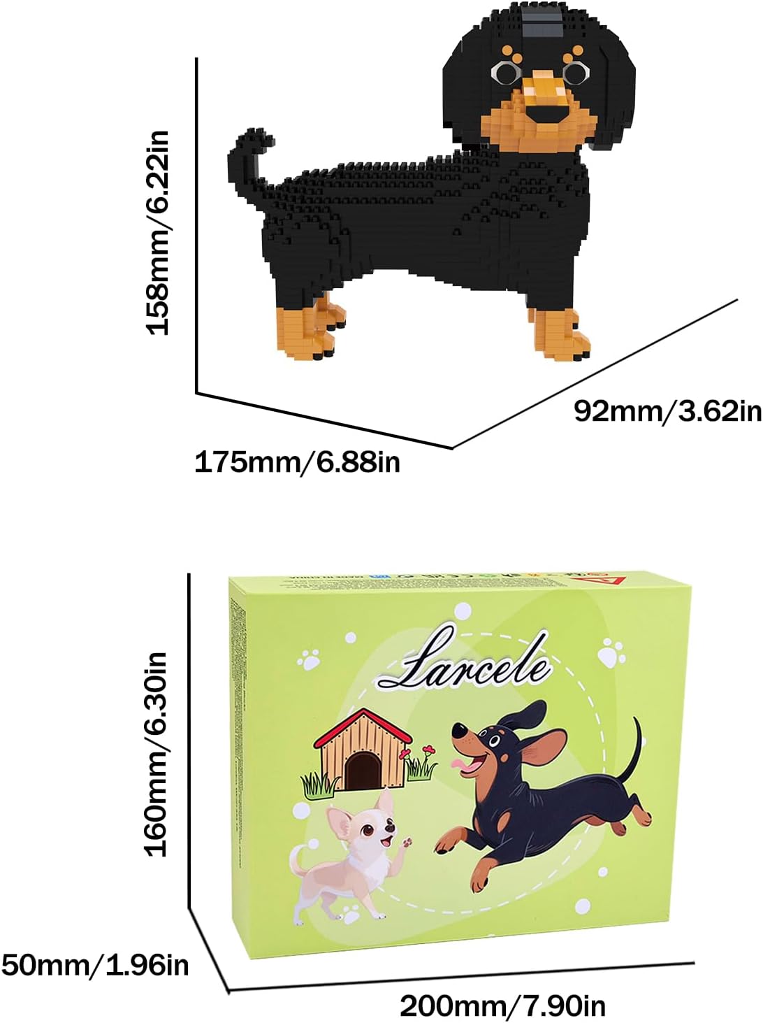 Larcele Micro Building Blocks Set, DIY Mini Building Toy Bricks for Age Over 12 Years, 1154 Pieces KLJM-02 (Dachshund 2) - Image 4