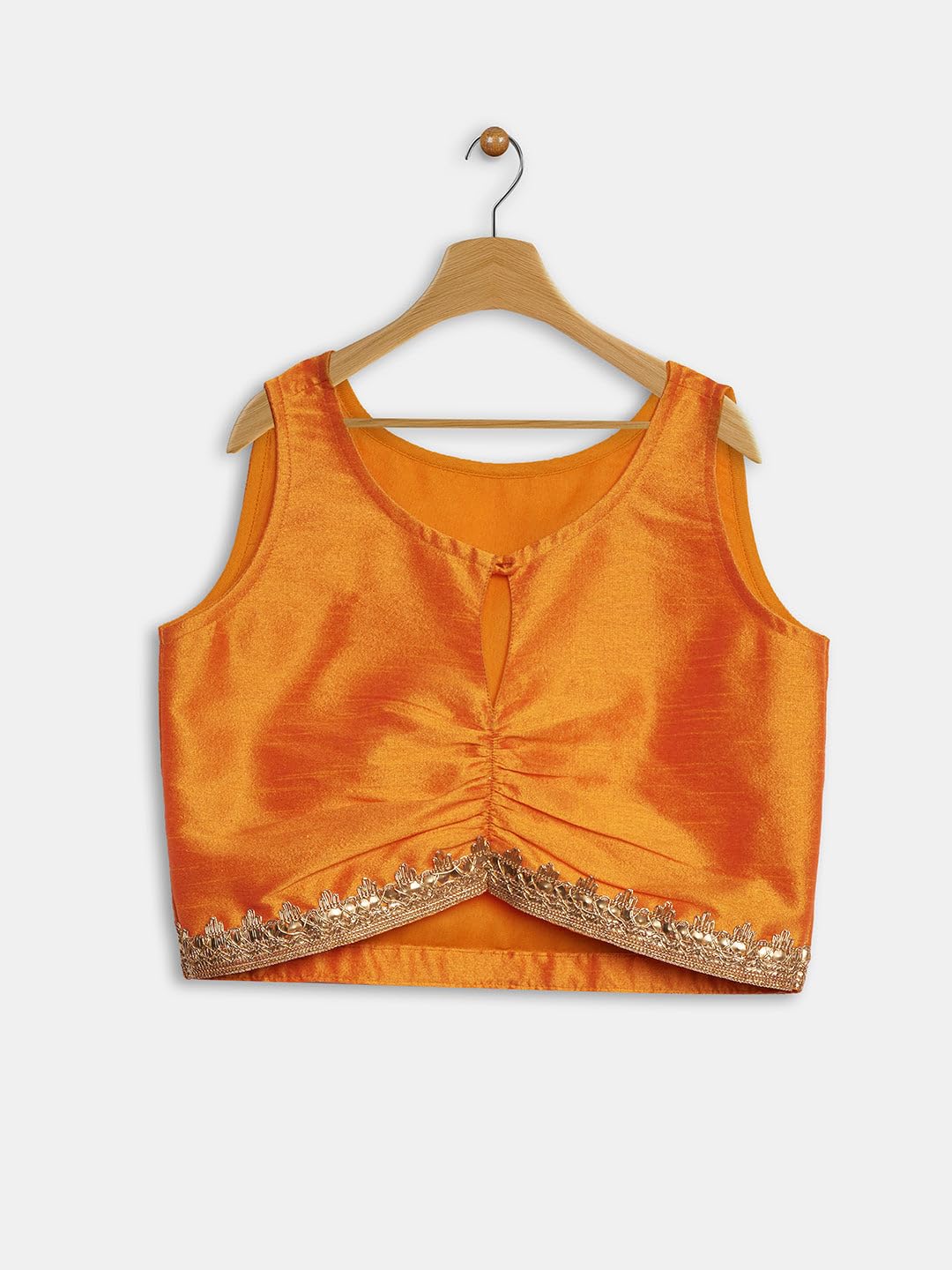 studio rasa Girls Dupion Kalidaar Embellished Lehenga Set for Festive Wedding Party(GLC62501/7-8_Orange_7-8 Y) 1
