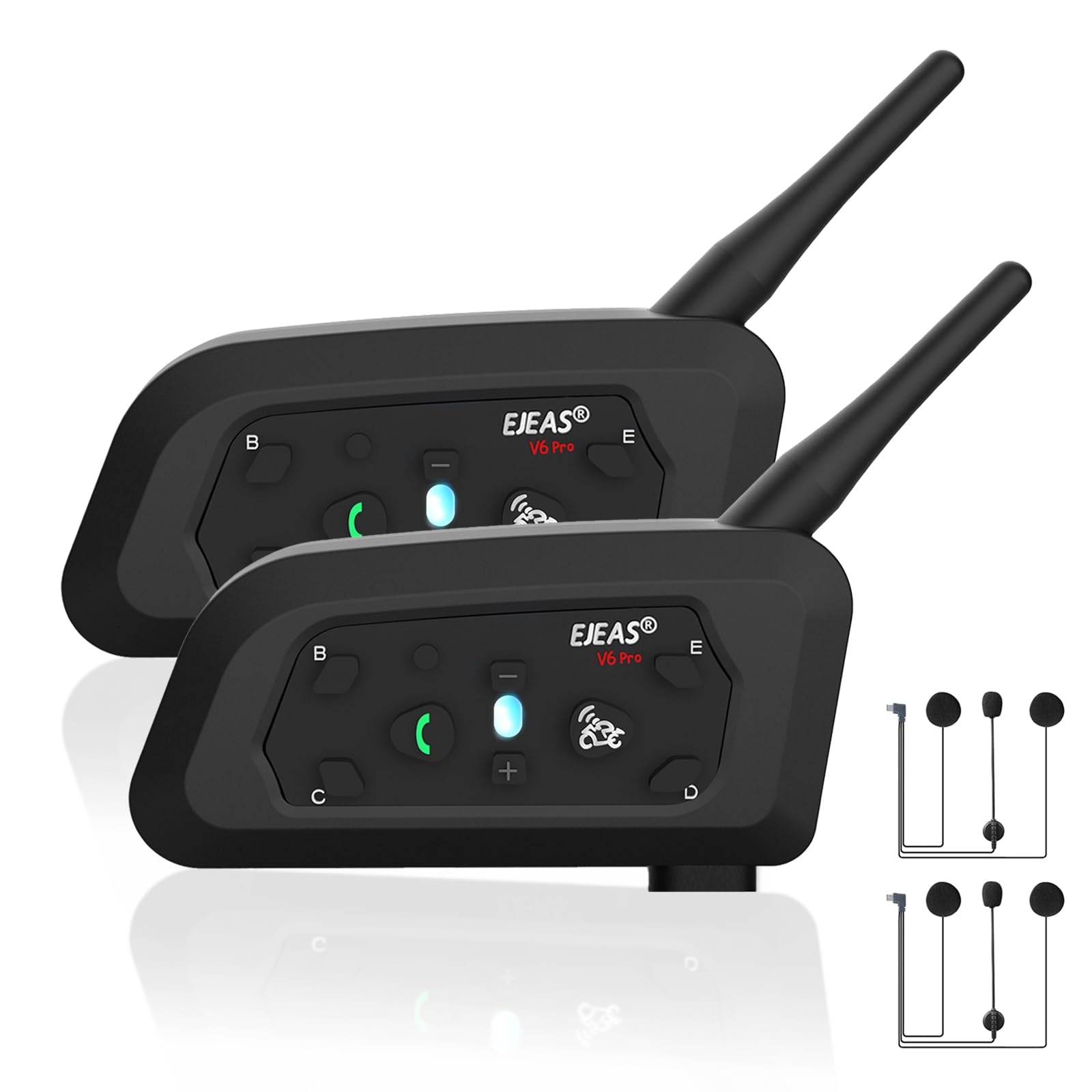 motorcycle helmet bluetooth headset v6 pro for 2 packs
