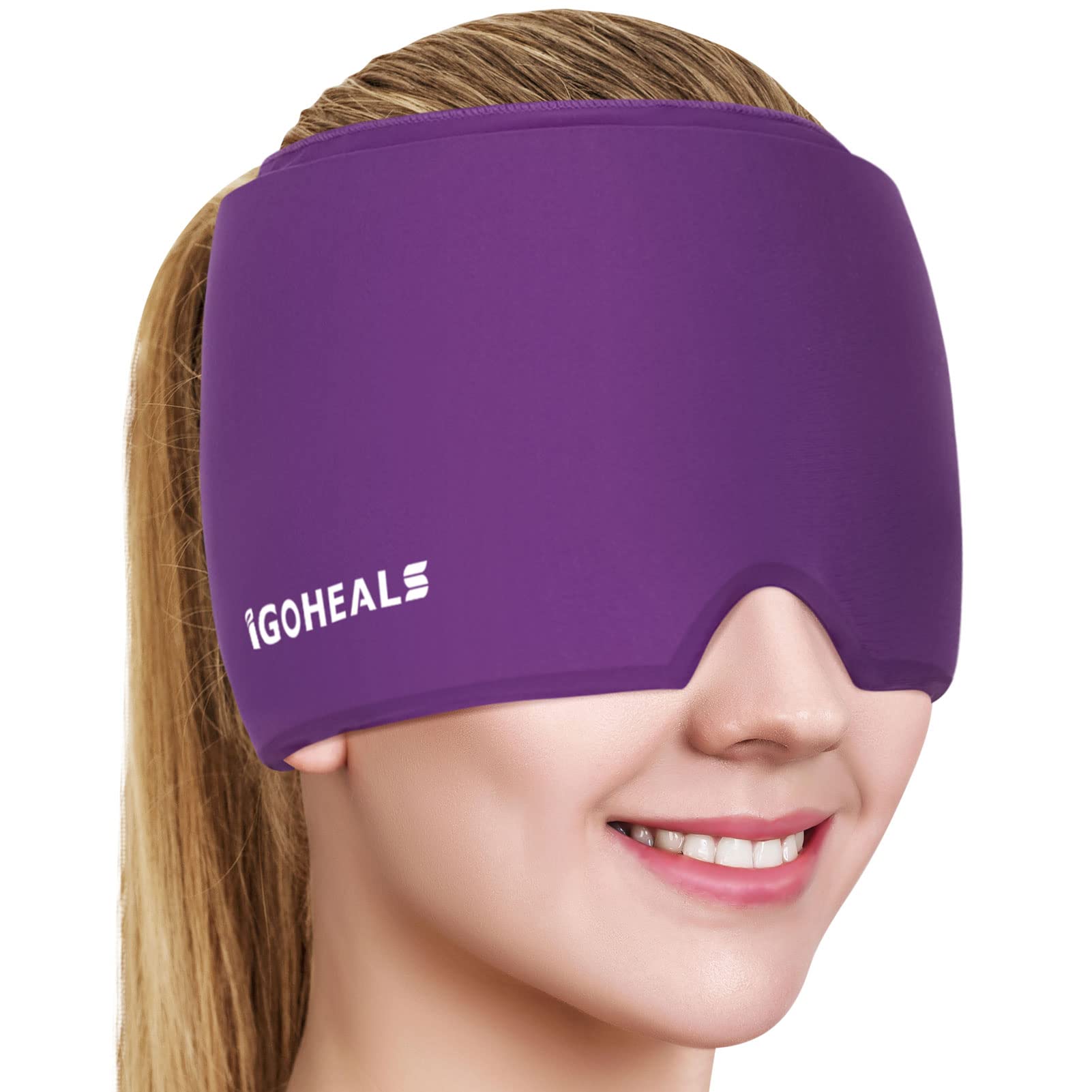 Headache Relief Hat,Migraine Cap Cooling Ice Pack Mask