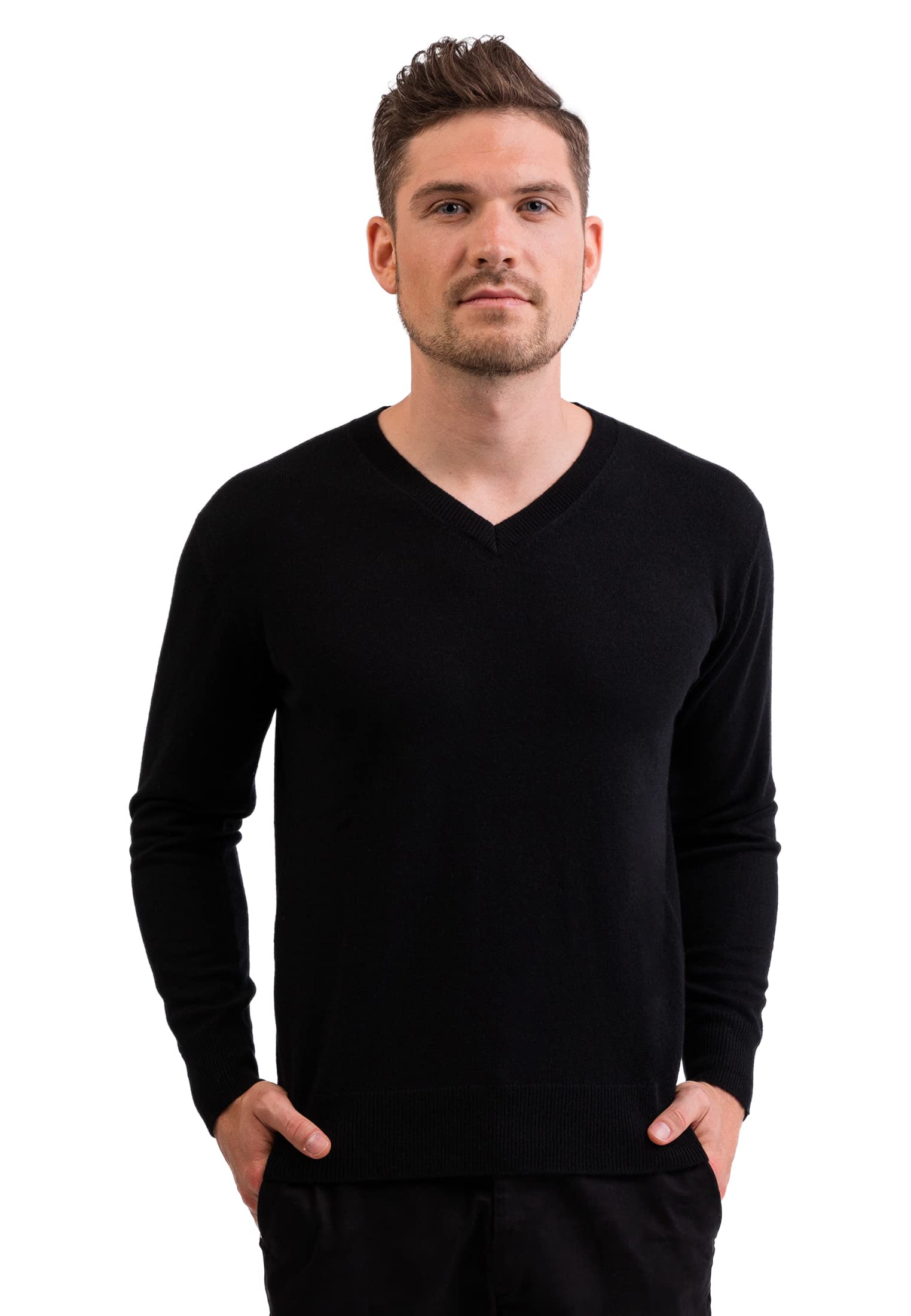 100% Kaschmir Herren Pullover | Sweater V-Ausschnitt 2-fädig