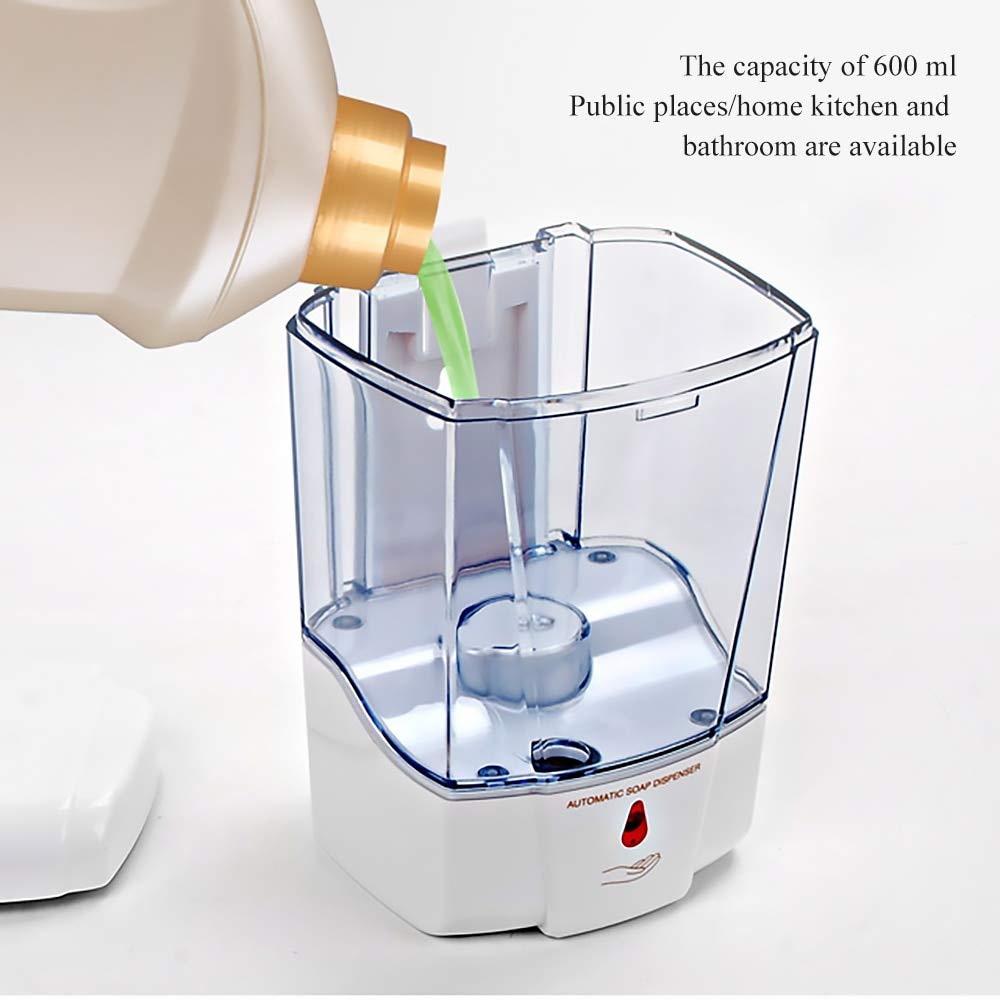 600ml Dispenser di Sapone Liquido Sensore Ir Automatico Dispenser di Sapone da Parete Pompa per Lozione del Sapone da Cucina Senza Contatto per Il Bagno della Cucina A
