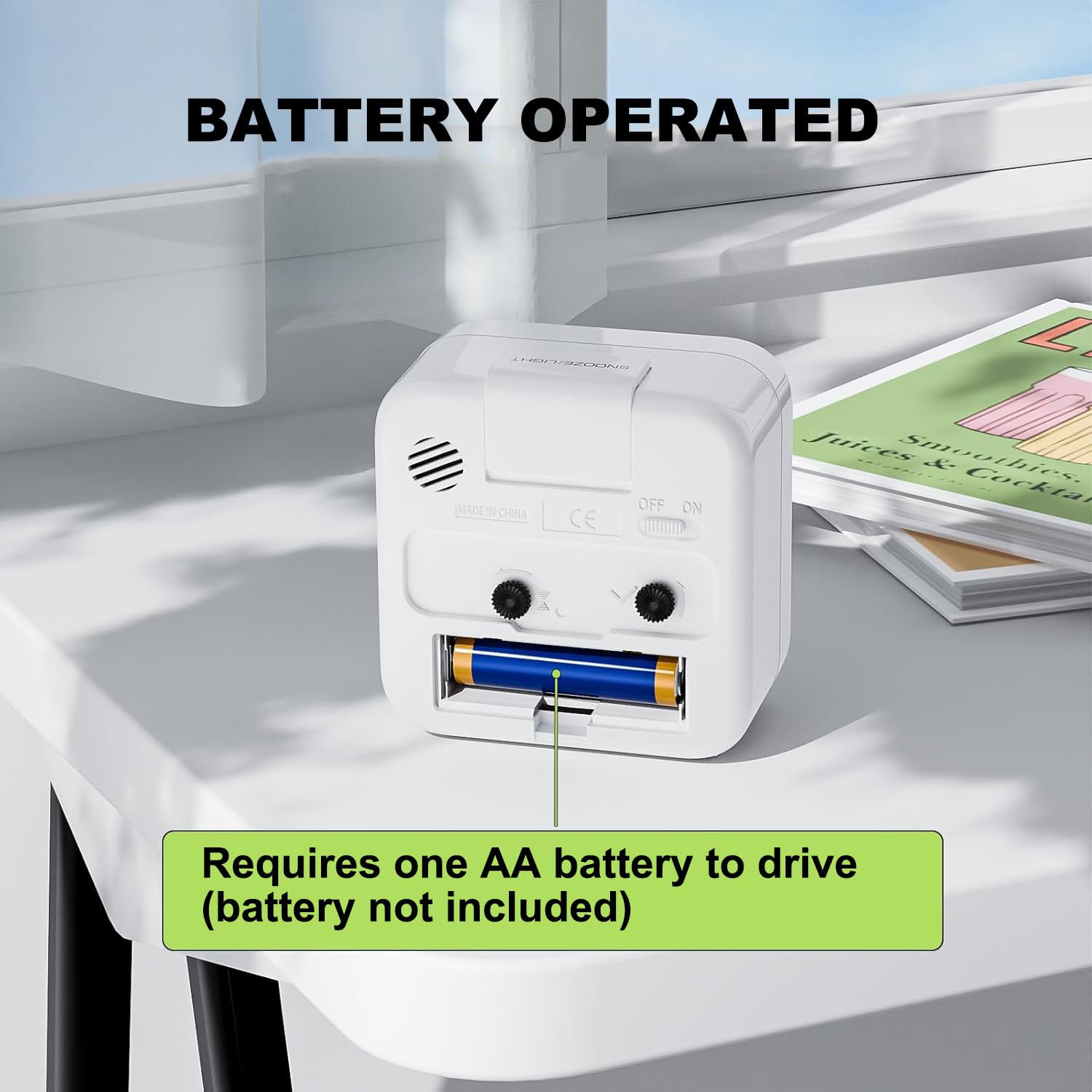 Zonopy Réveil Analogique Silencieux Avec Lumière Nocturne, Piles