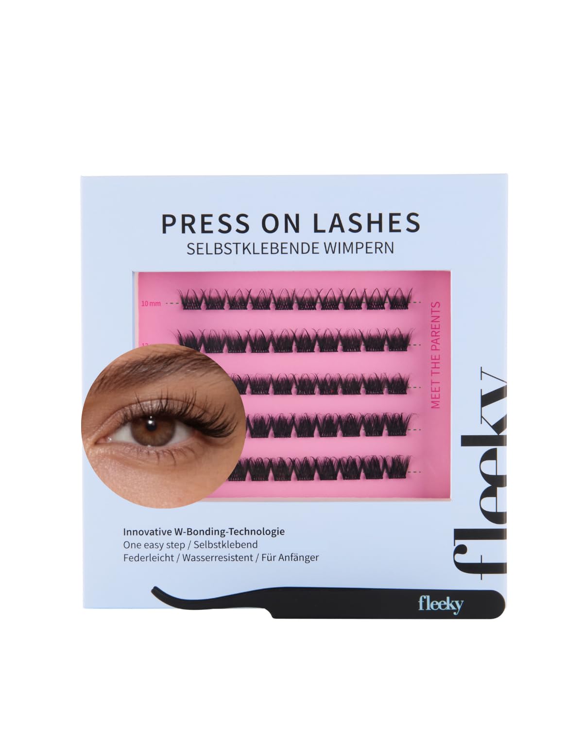 Fleeky Press On Lashes Natural – selbstklebende Wimpern ohne Kleber – Pre Glued Cluster Lashes für natürlichen Look mit bis zu 3 Tage Halt (Meet the Parents)