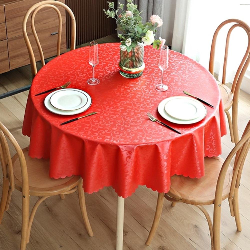 Tischdecken Tischtuch Tafeldecke Schmutzabweisend Dick Haltbar Wasserabweisend Lotuseffekt Pflegeleicht B Rot 140cm Runder Durchmesser