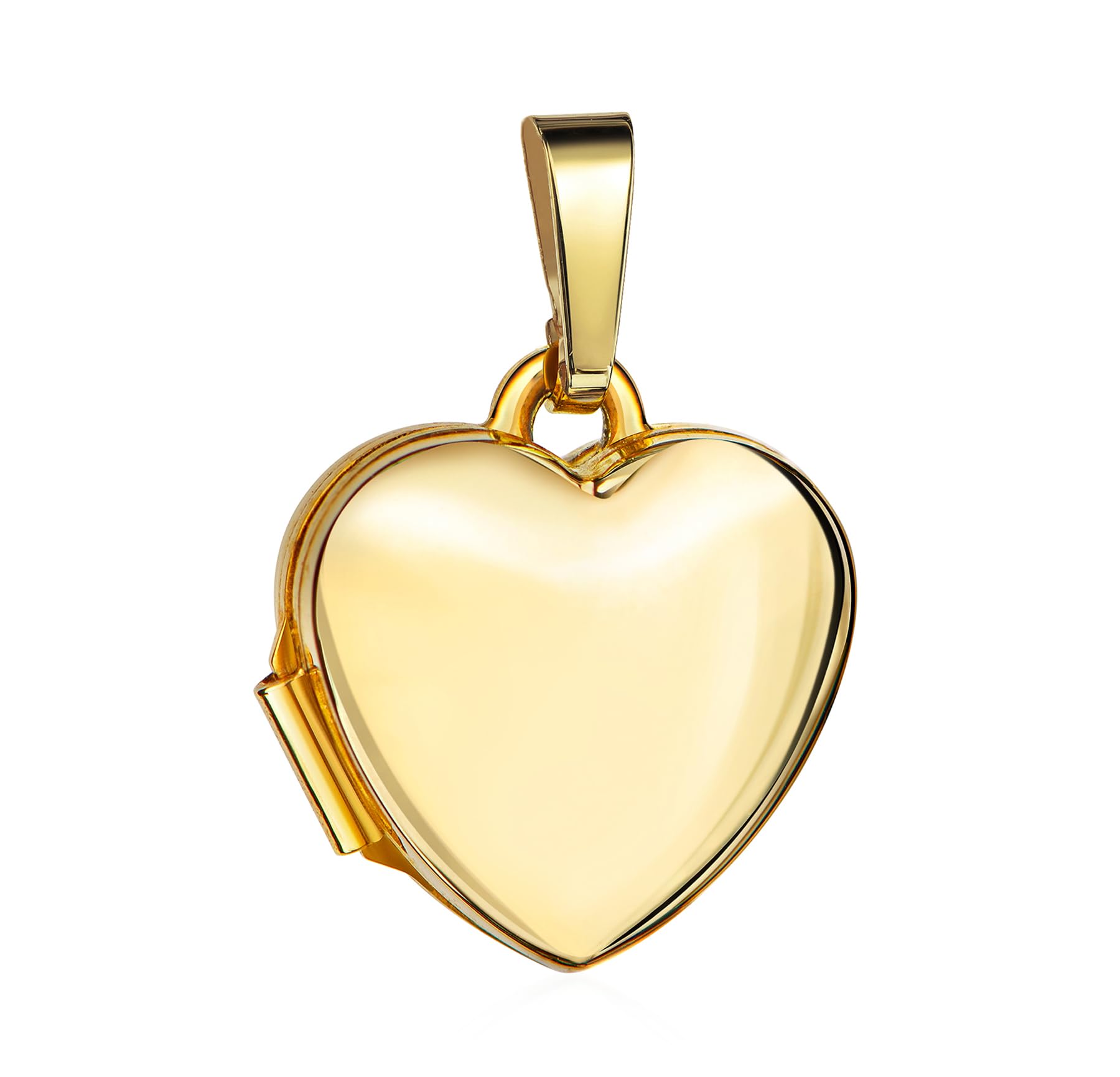 Kleiner Herz Anhänger Medaillon 333 Gold Herz-Amulett für 2 Bilder zum Öffnen für Damen mit Halskette und Schmuck-Etui