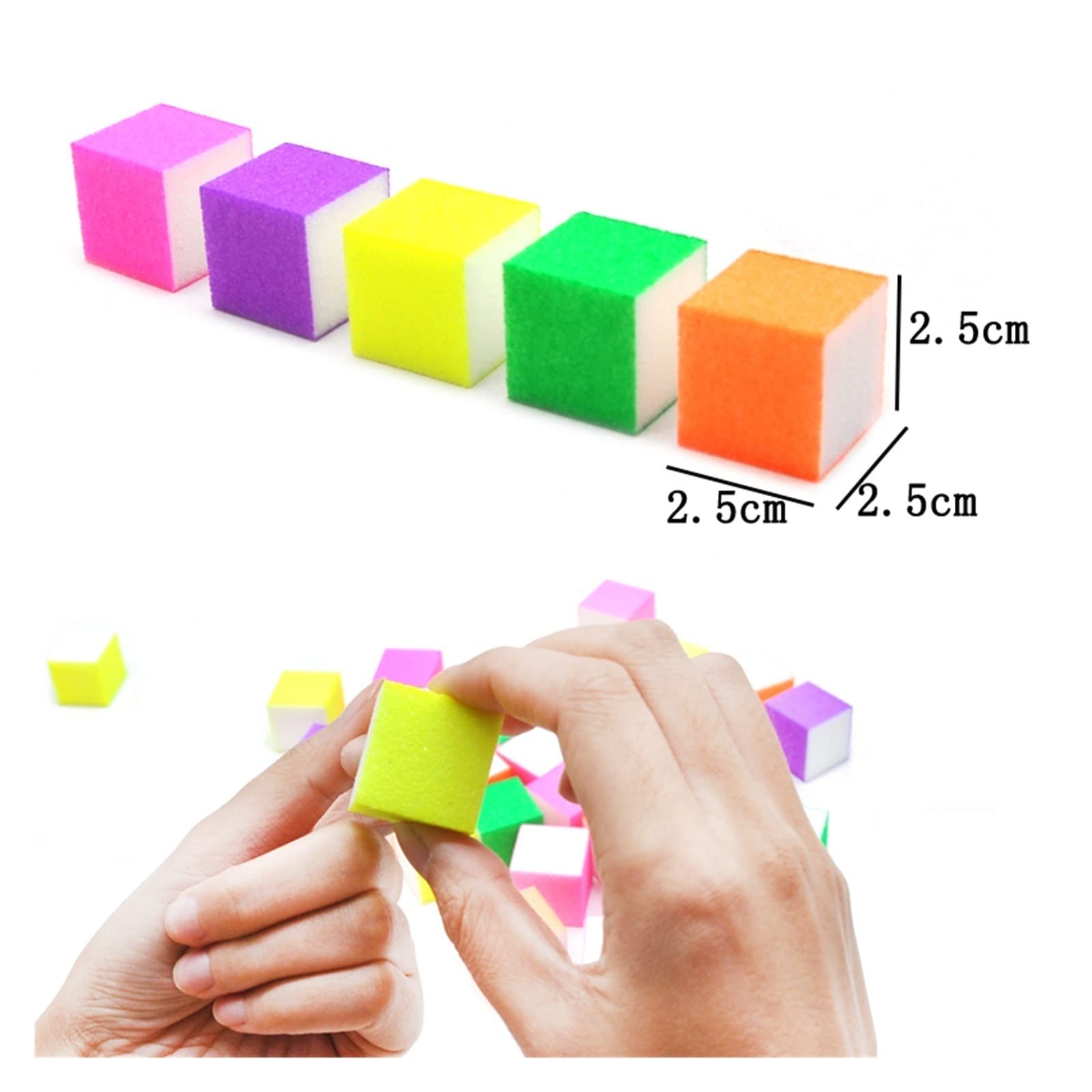unghie lucidate, Lima for unghie Buffer Spugna 2,5x2,5x2,5cm Multicolore 100 pezzi