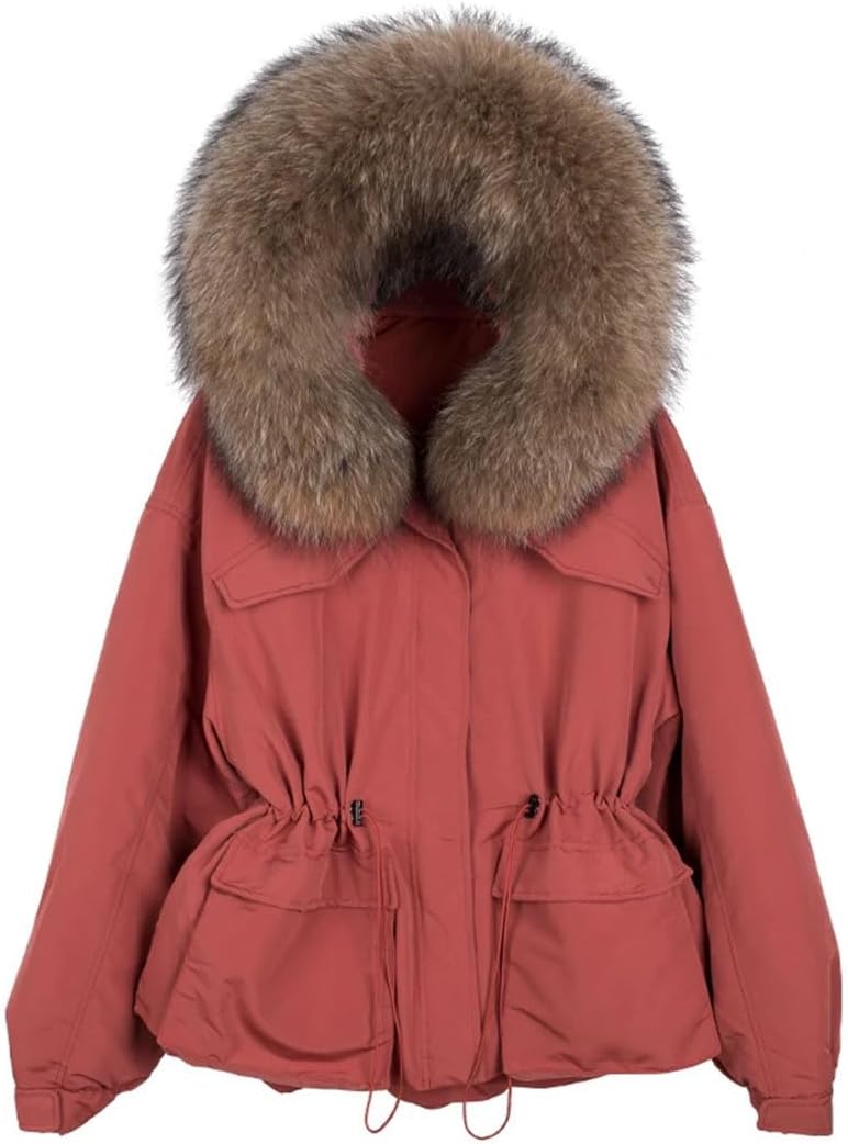 Haitpant Female Short Fur Collar Hooded Parka Winter Feather Down Coat Women 90% Duck Down Jacket Puffer