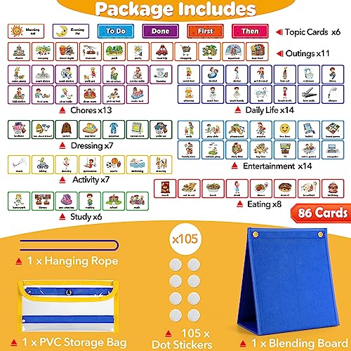 Torlam Visual Schedule for Kids Chore Chart, Morning Bedtime Routine Chart for Toddlers, Responsibility Daily Schedule Board Communication Cards Autism Learning Materials for Home School, 86 Cards - Image 6