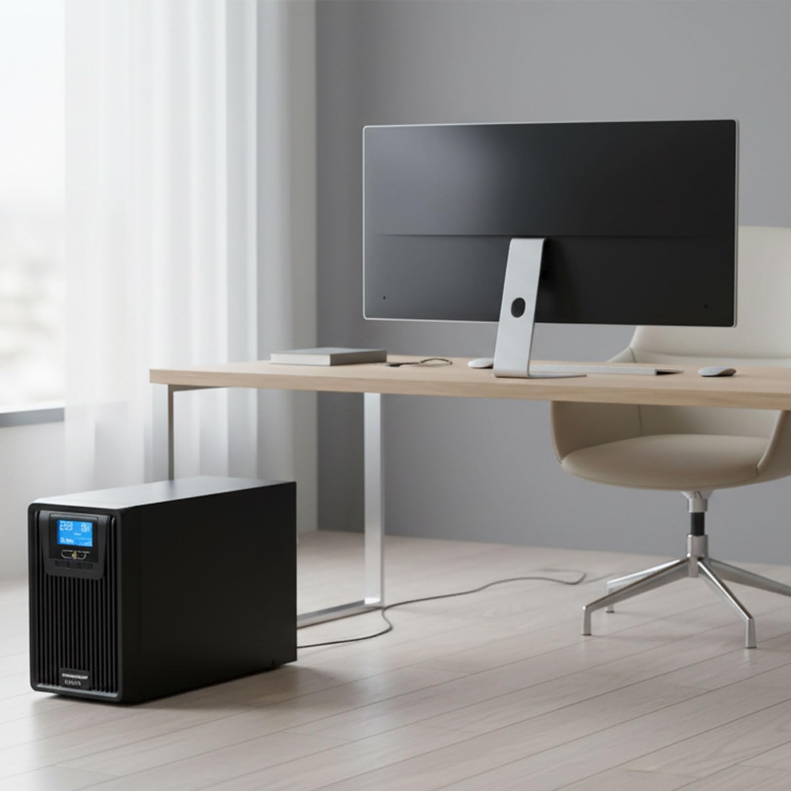 TN-C1KVA UPS OnLine Gruppo di Continuità Server Onda Sinusoidale Pura 1000VA 900W, Tower, Display LCD, 2 Uscite Schuko, Gestione Software, Slot per SNMP e RS-232
