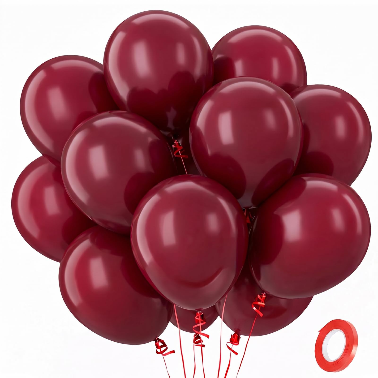 QIFU Burgundy Balloons-100 Pack Maroon Dark Red Wine Red Balloon,Strong Thicken Helium Party Balloons For Berry Cherry Theme Women Girls Birthday Decoration,Anniversary Wedding Proposal Graduation