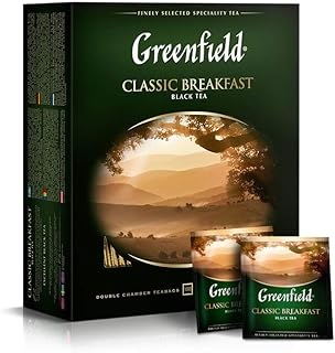 GREENFIELD Classic Breaker Oryginalna herbata śniadaniowa, najdelikatniejsza czarna herbata, 100 torebek herbaty | wysokiej jakości | Black Tea | 100 torebek herbaty | bez glutenu | Kosher | 200 g