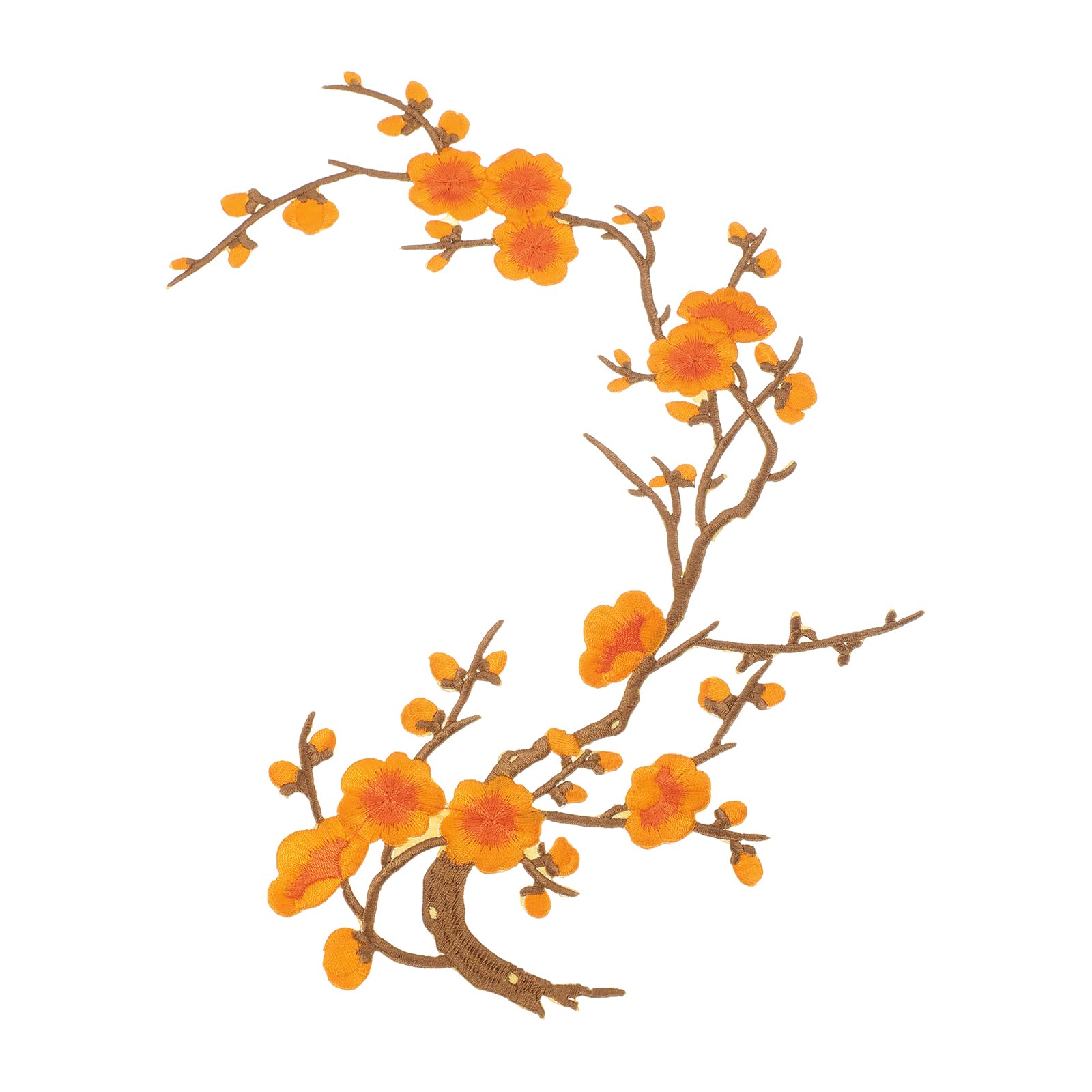 sourcing map Plum Blossom Iron-on Patches, Flower Embroidery Appliques Sew on Patch Decoration Applique for Holes Jeans Dress Backpack Hats DIY Clothes, Orange/Coffee