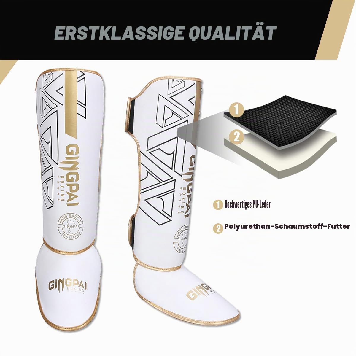 Schienbeinschoner Kickboxen,Kickboxen Schienbeinschützer mit Schockabsorbierendem Liner zum Schutz Ihrer Waden und Füße,Muay Thai Schienbeinschoner für MMA,Boxen,Sparring,Karate