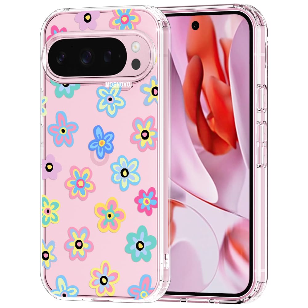 MOSNOVO Case for Google Pixel 9 & Pixel 9 Pro, [Buffertech 6.6ft Military-Grade Drop Protection] [Anti Peel Off Tech] Clear TPU Bumper Phone Case Cover Design - Great Wave — view 106