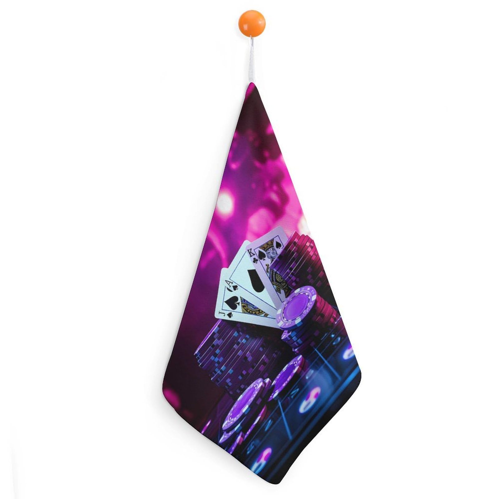 TXFBTRFSA Playing Cards Dice And Chips Abstract Art Casino Hand Towels with Hanging Loop Kitchen Towel Handkerchiefs Cleaning Cloths