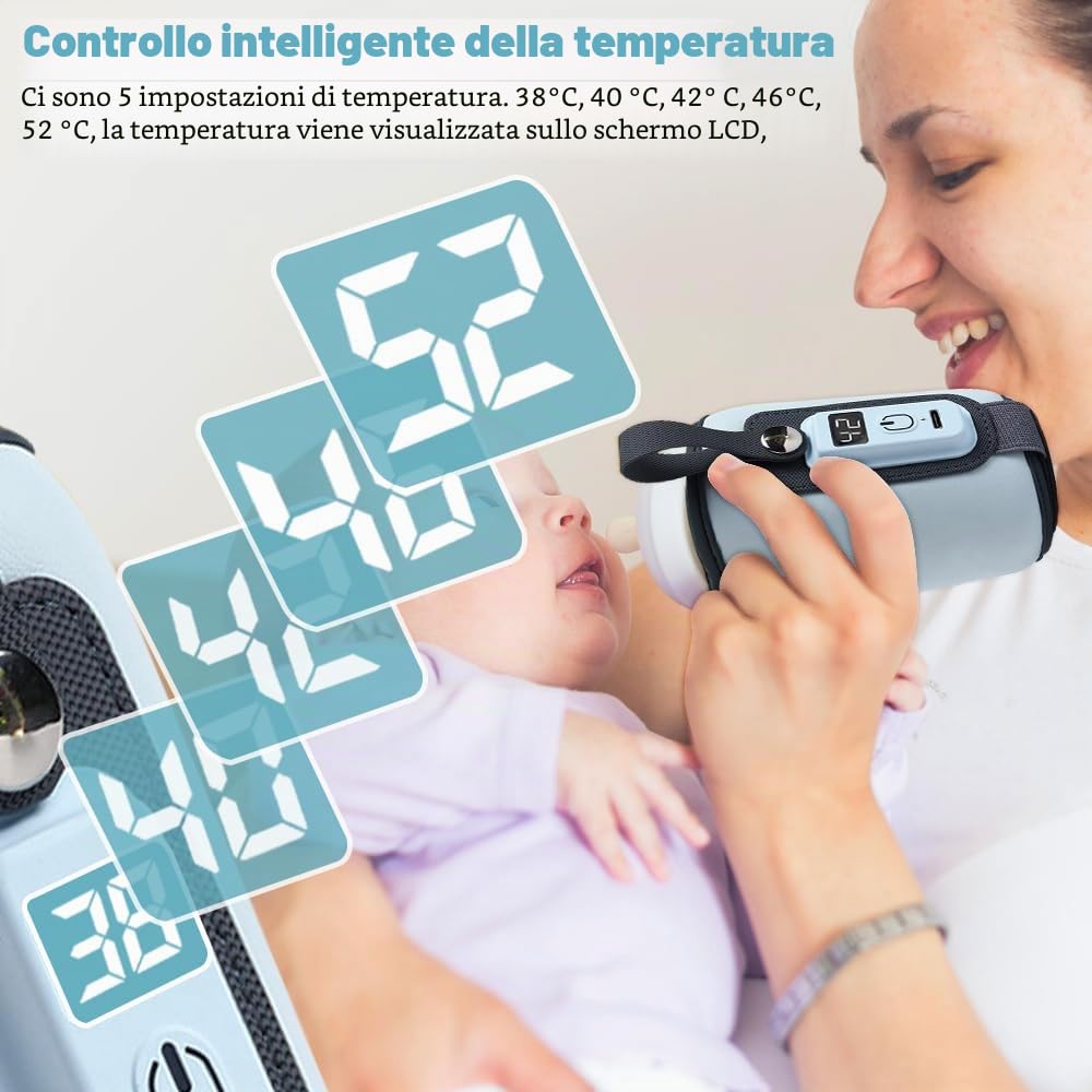 mizikuu Scaldabiberon Elettrico Auto, Sterilizzatore Biberon con Timer Digitale Display LCD Rapido Riscaldatore Di Alimenti Per Bambini Latte Materno Per Pratico da Usare a Casa e in Viaggio