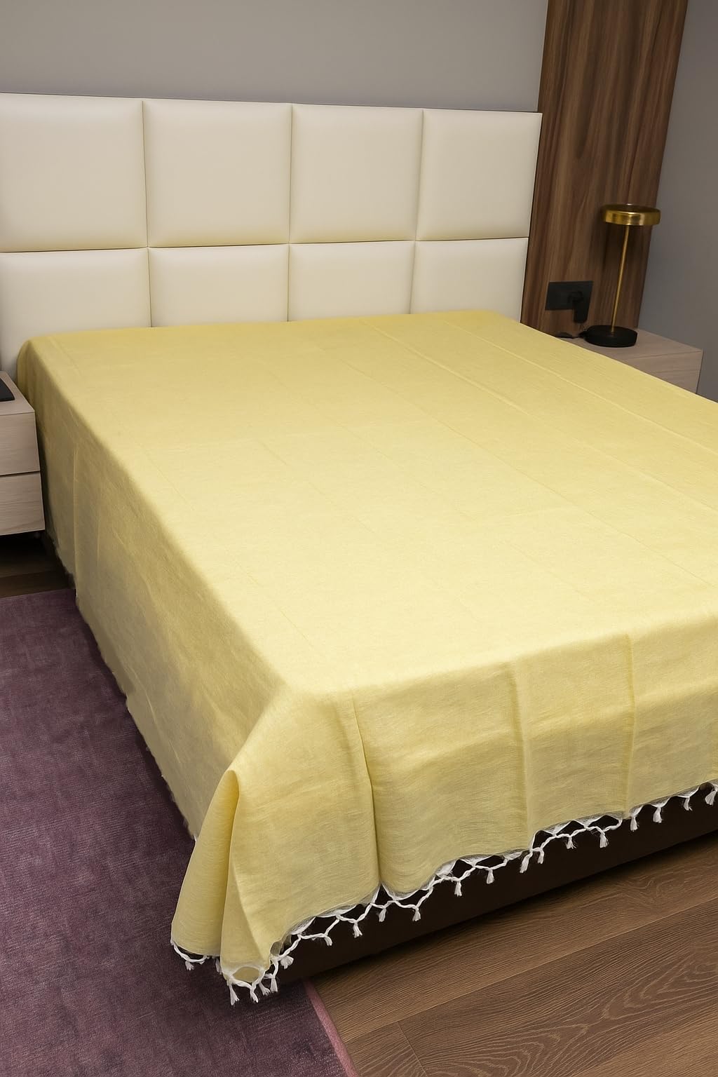 single bed sheet cotton | 60x90 inch 210tc & 144tc khadi handloom | cotton bedsheet single (yellow-plain)