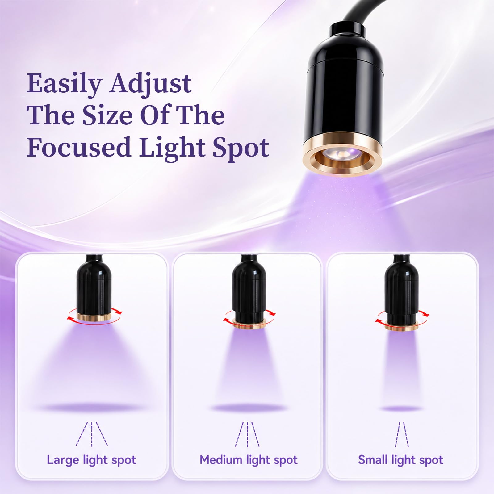 Lampada UV 2 in 1 per extension ciglia 10W | Lampada UV per extension ciglia con pedale, rotazione a 360°, tempo di polimerizzazione 2-3 secondi, area di irradiazione regolabile, saloni di bellezza