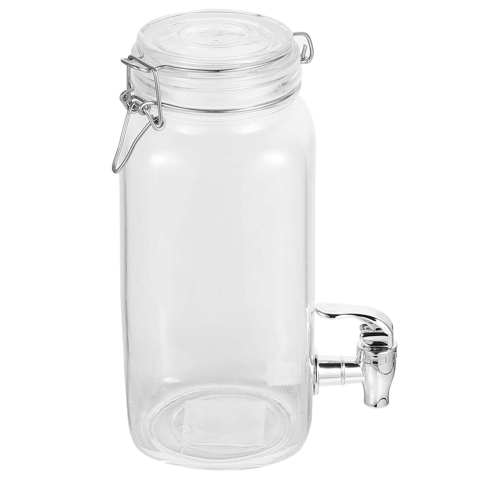 Distributeur de Boissons avec Robinet 1l 2l, en Verre | Couvercle à Anneau D’étanchéité, Usage la Cuisine et Maison, Emballage Sûr, Conserve le Vin