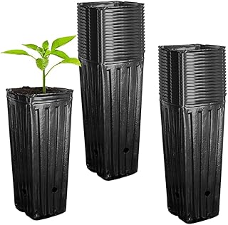 Plastic Plant Pots 50PCS Seed Seedling Pots Flower Nursery Pots,Deep Plant Nursery Pots Tall Tree Pots Seeding Container with Drainage Holes, Durable Flower/Seedling Containers for Succulents