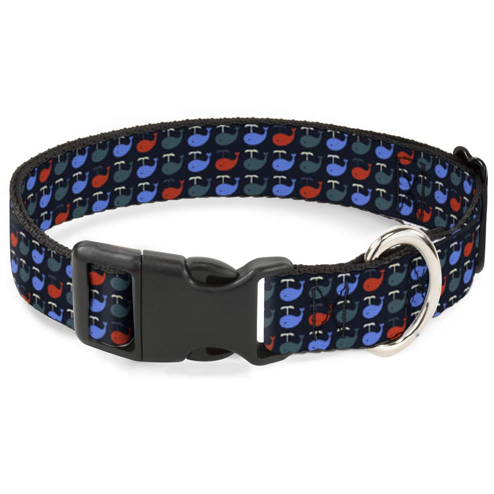 Collar de clip de plástico resistente Buckle-Down estampado ballenas de colores