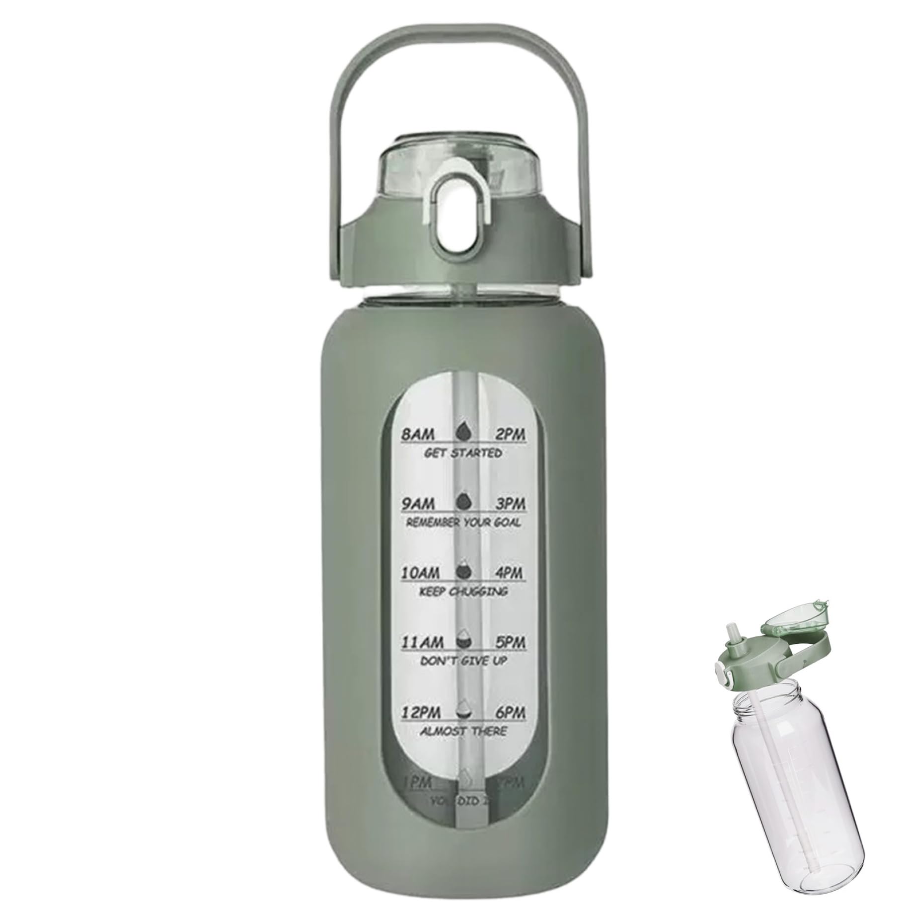 Bouteille d'eau en verre avec paille manchon silicone carafe sport étanche