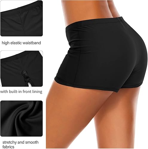 Miniatura 6 de Pantalones cortos de natación para mujer, elásticos, parte inferior de tankini sólida, parte inferior de traje de baño deportivo