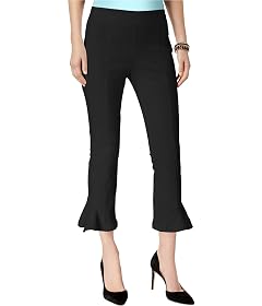 I-N-C Womens Cropped Ruffled-Hem Casual Trouser Pants Black 6