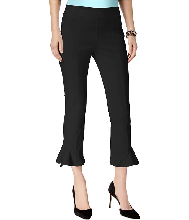 I-N-C Womens Cropped Ruffled-Hem Casual Trouser Pants Black 6